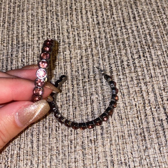 Vera Wang Purple Gemstone Hoop Earrings - Picture 2 of 2